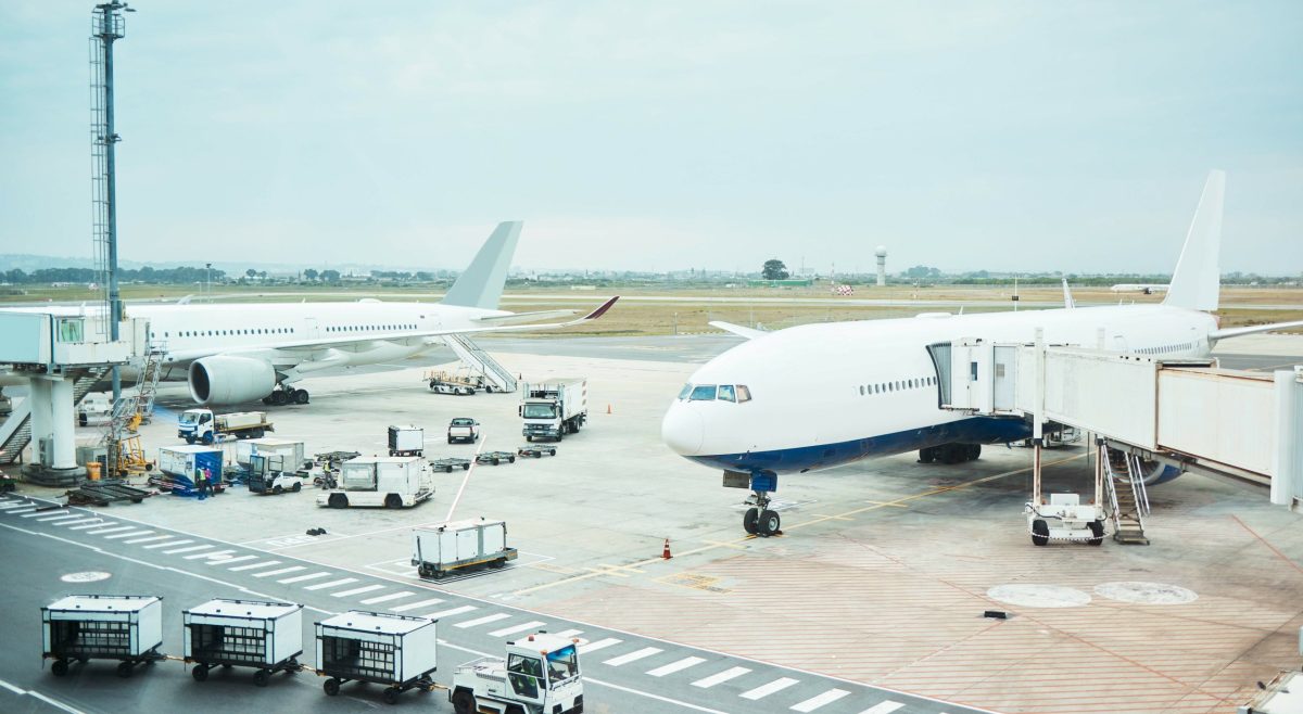 Airplane,At,Airport,,Stationary,Transport,On,Tarmac,And,Runway,For