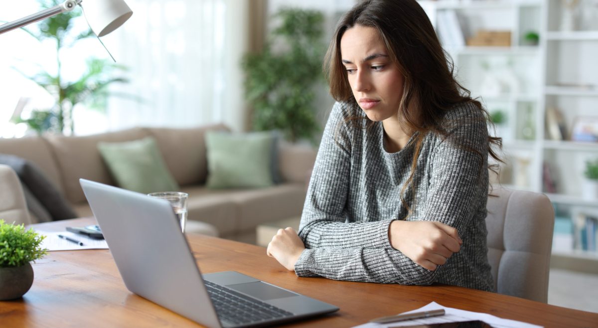 Insecure,And,Depressed,Teleworker,Complaining,Alone,Working,At,Home